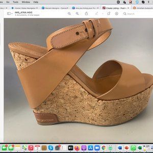 Sergio Rossi Leather Sandal Cork Wedge